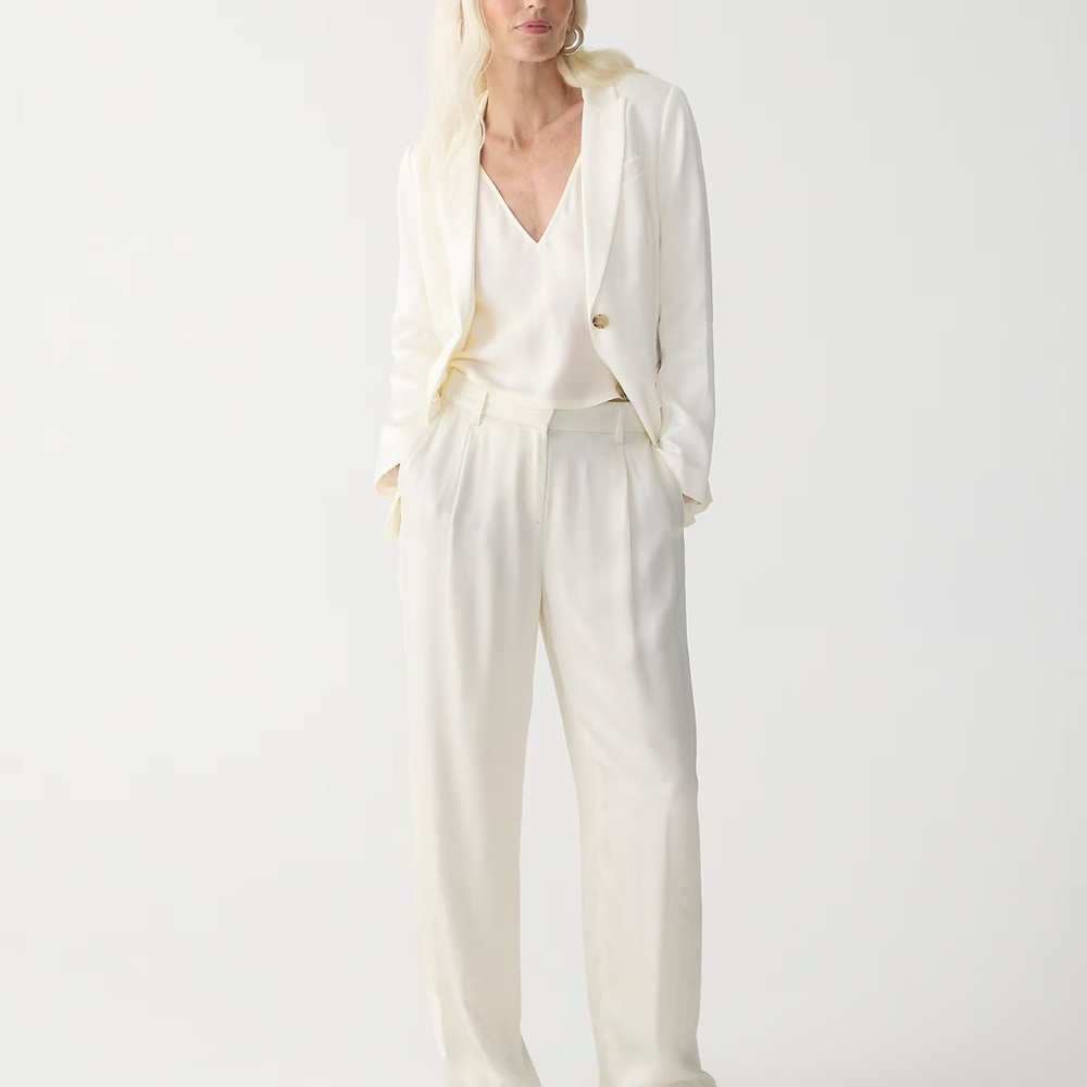 SIZE 12 J. Crew Straight-leg essential pant in luster crepe in IVORY